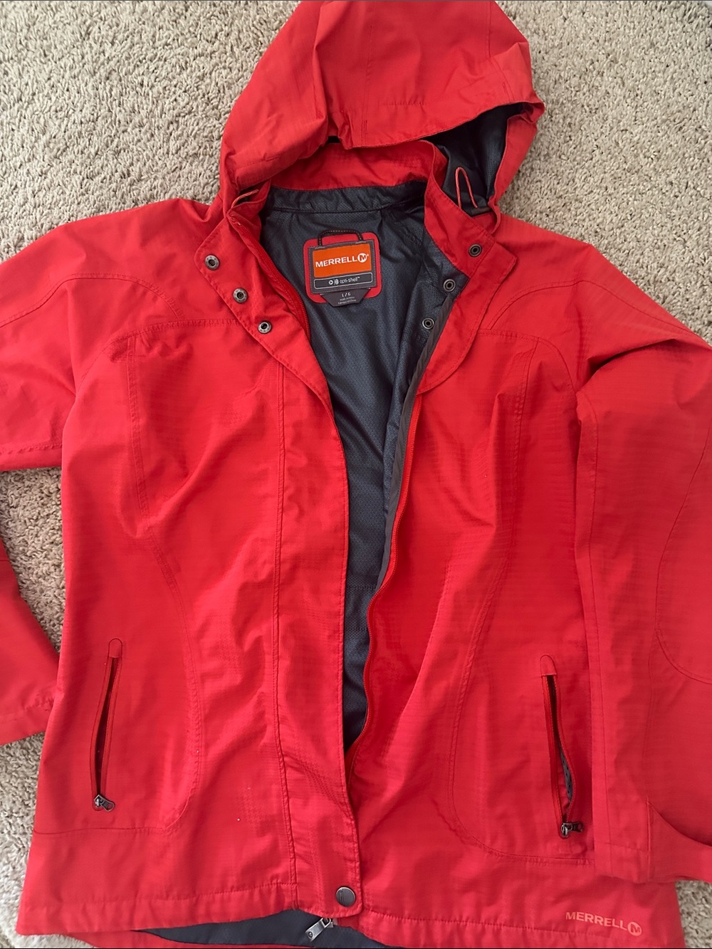 Merrell Women’s Red/Orange Hooded Raincoat